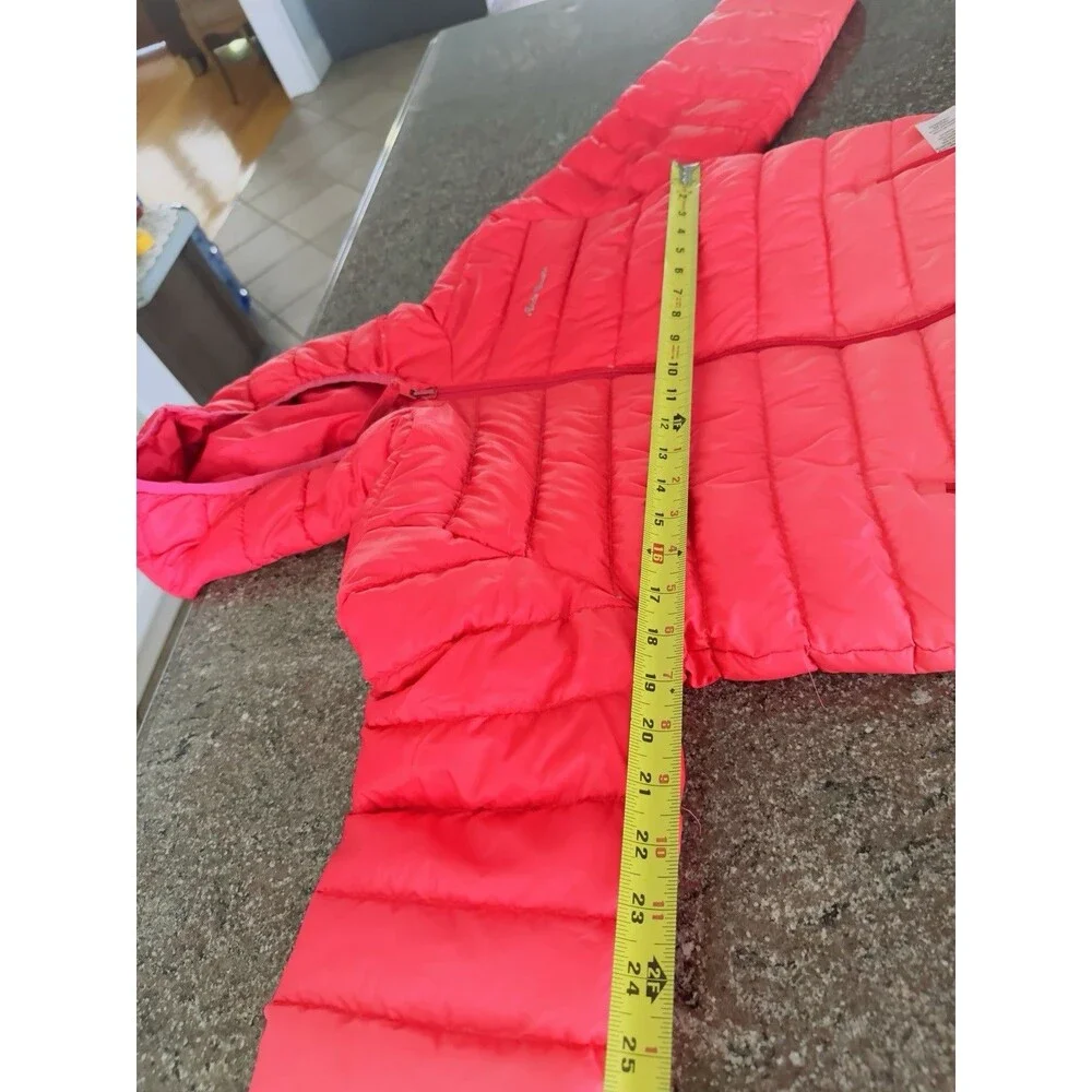 Eddie Bauer Down Reversible Girls Hood Puffer Jacket Large 14-16 Ombré Pin